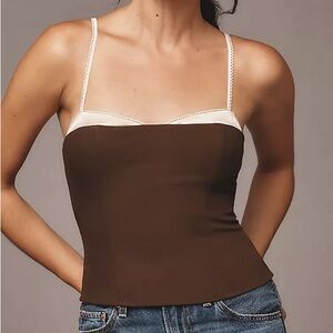 NWT Reformation Melanie Layered Bustier Top in Brown/Cream size 6
